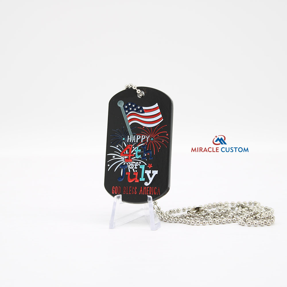 Custom god bless America dog tags with metal ball chain