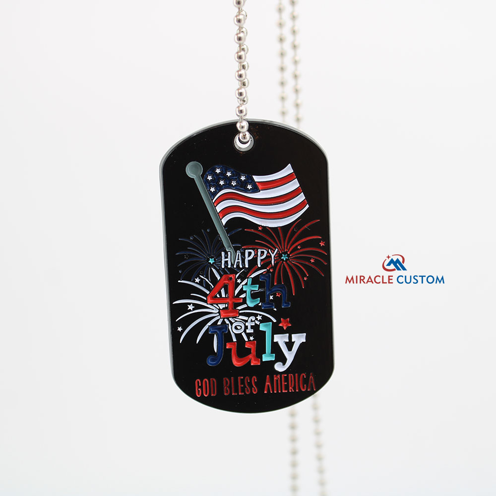 Custom god bless America dog tags with metal ball chain