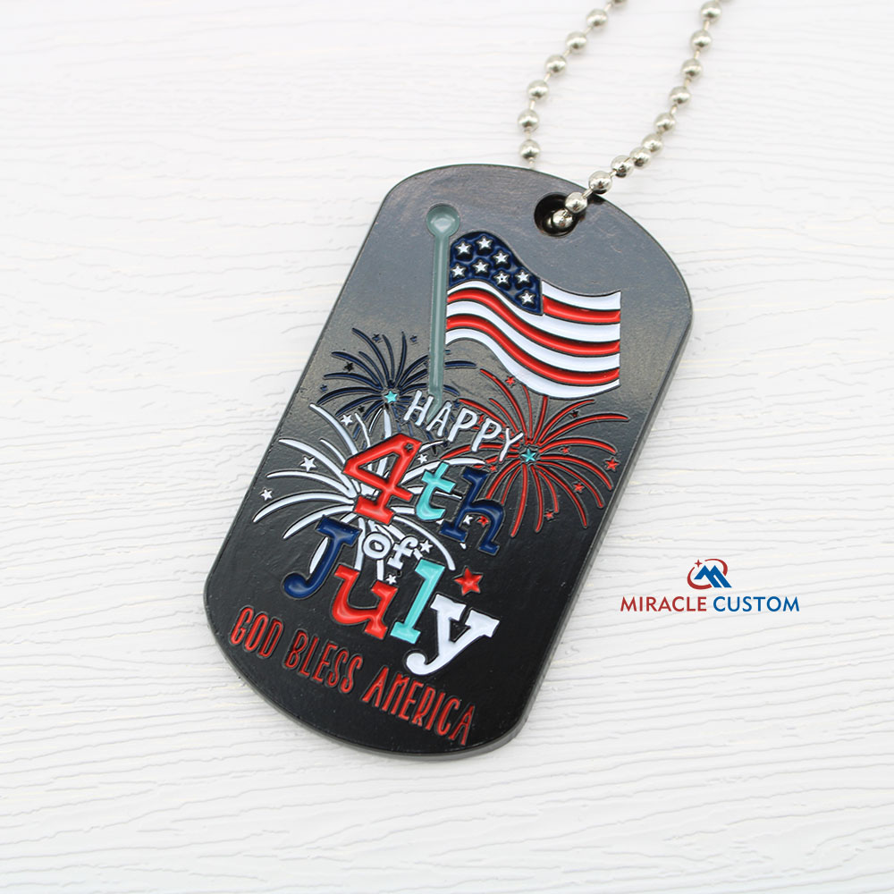 Custom god bless America dog tags with metal ball chain