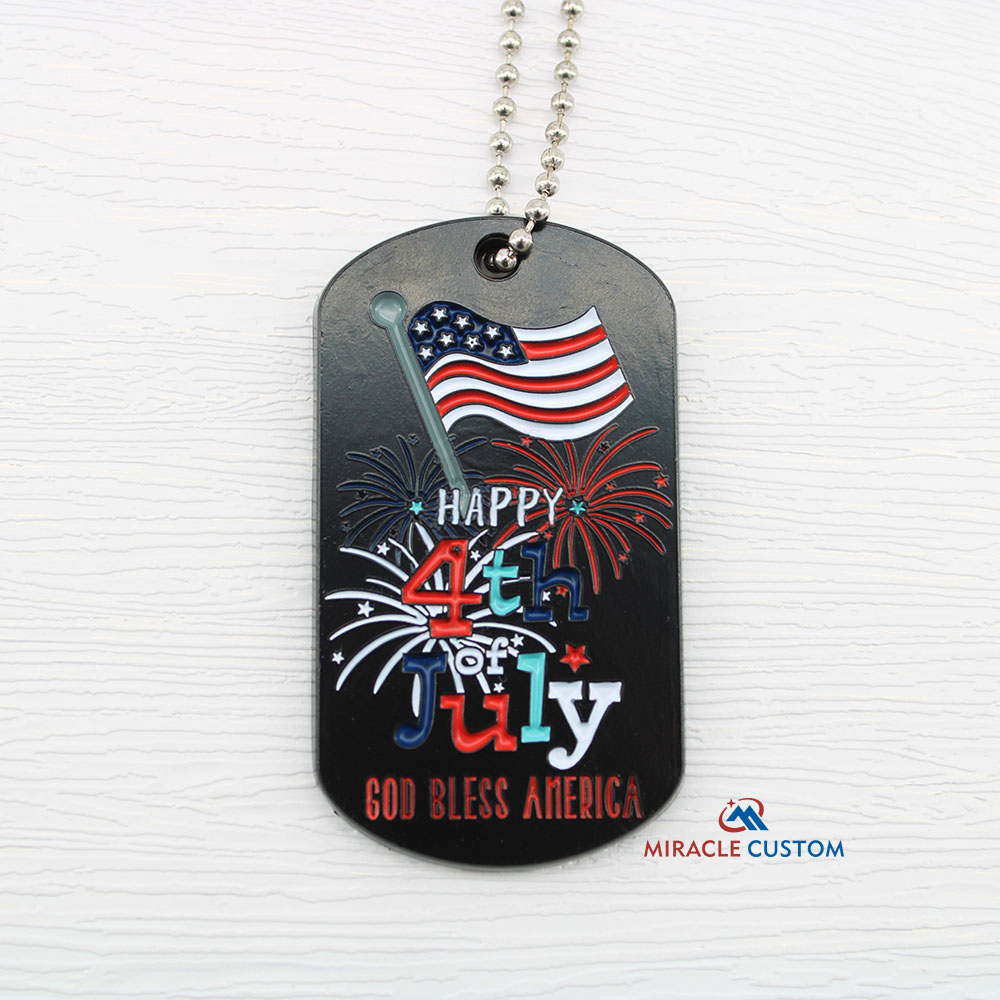 Custom god bless America dog tags with metal ball chain