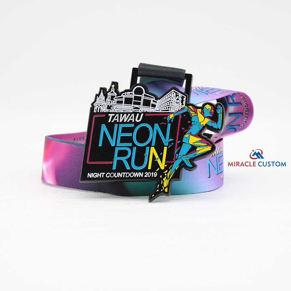 Custom tawau neon run night countdown 2019 Finisher Medals