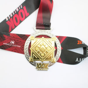 Custom 100K Finisher Two Tone Plating Hollowed out Medals