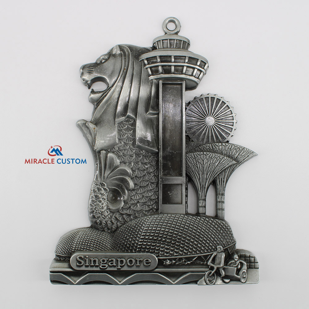 Custom Singapore Merlion Metal Thermometer Crafts