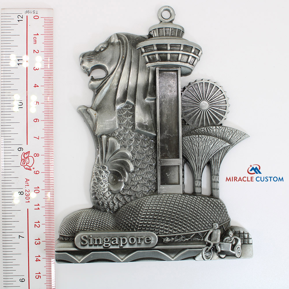 Custom Singapore Merlion Metal Thermometer Crafts