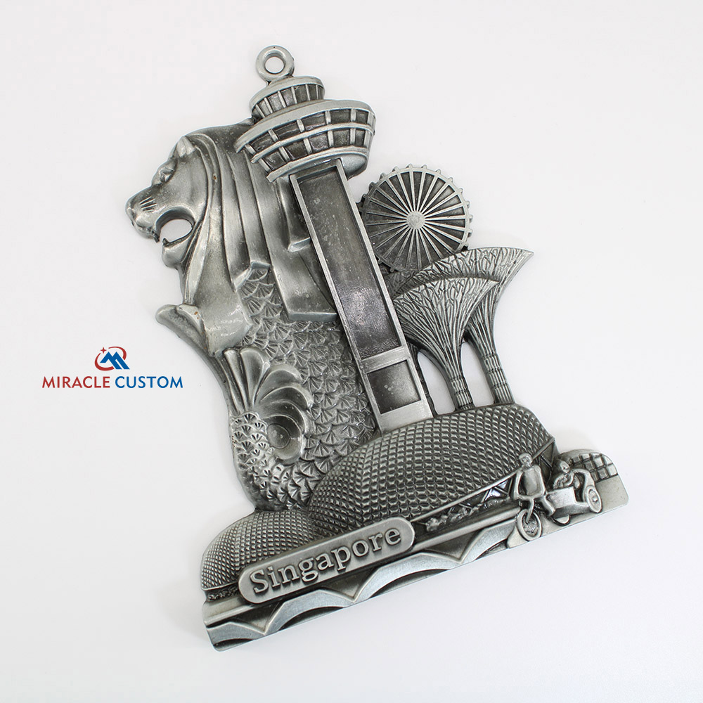 Custom Singapore Merlion Metal Thermometer Crafts