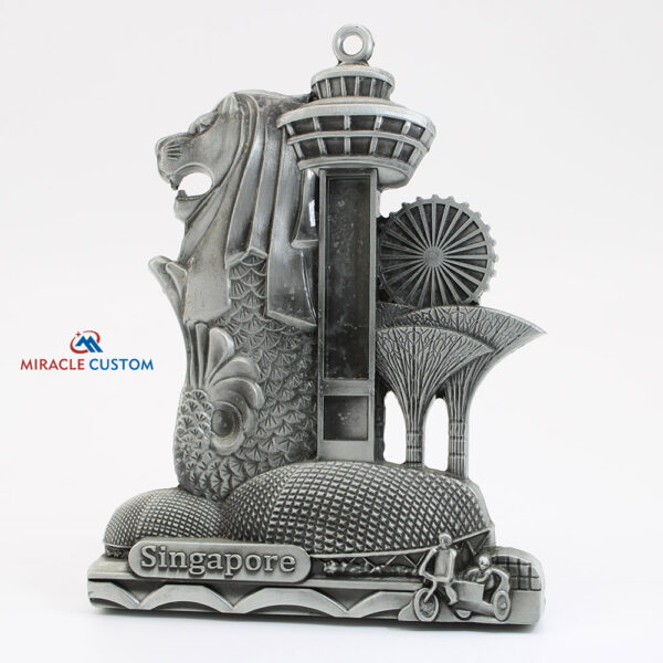 Custom Singapore Merlion Metal Thermometer Crafts