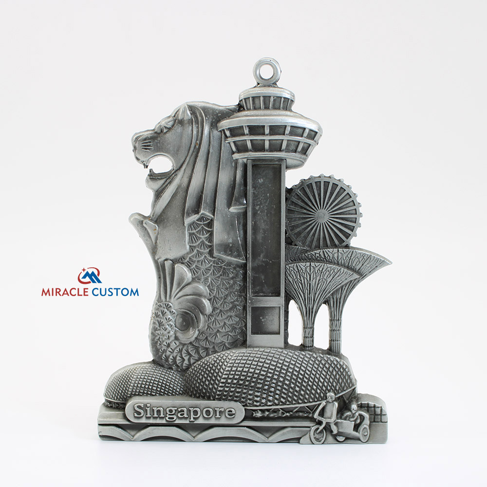 Custom Singapore Merlion Metal Thermometer Crafts