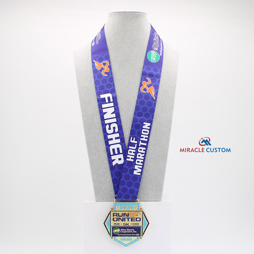 Custom AEC Run United Half Marathon, 10K, 5K,& Kid's Fun Run Sports Medals