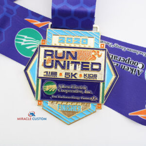 Custom AEC Run United Half Marathon, 10K, 5K,& Kid's Fun Run Sports Medals