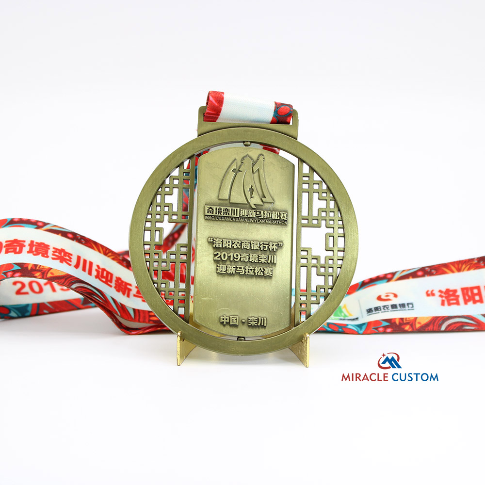 Custom 21.0975km finisher medals spin medals