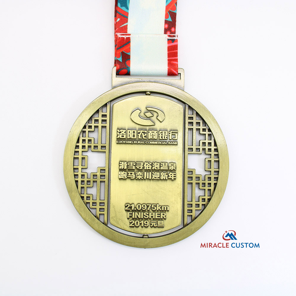 Custom 21.0975km finisher medals spin medals