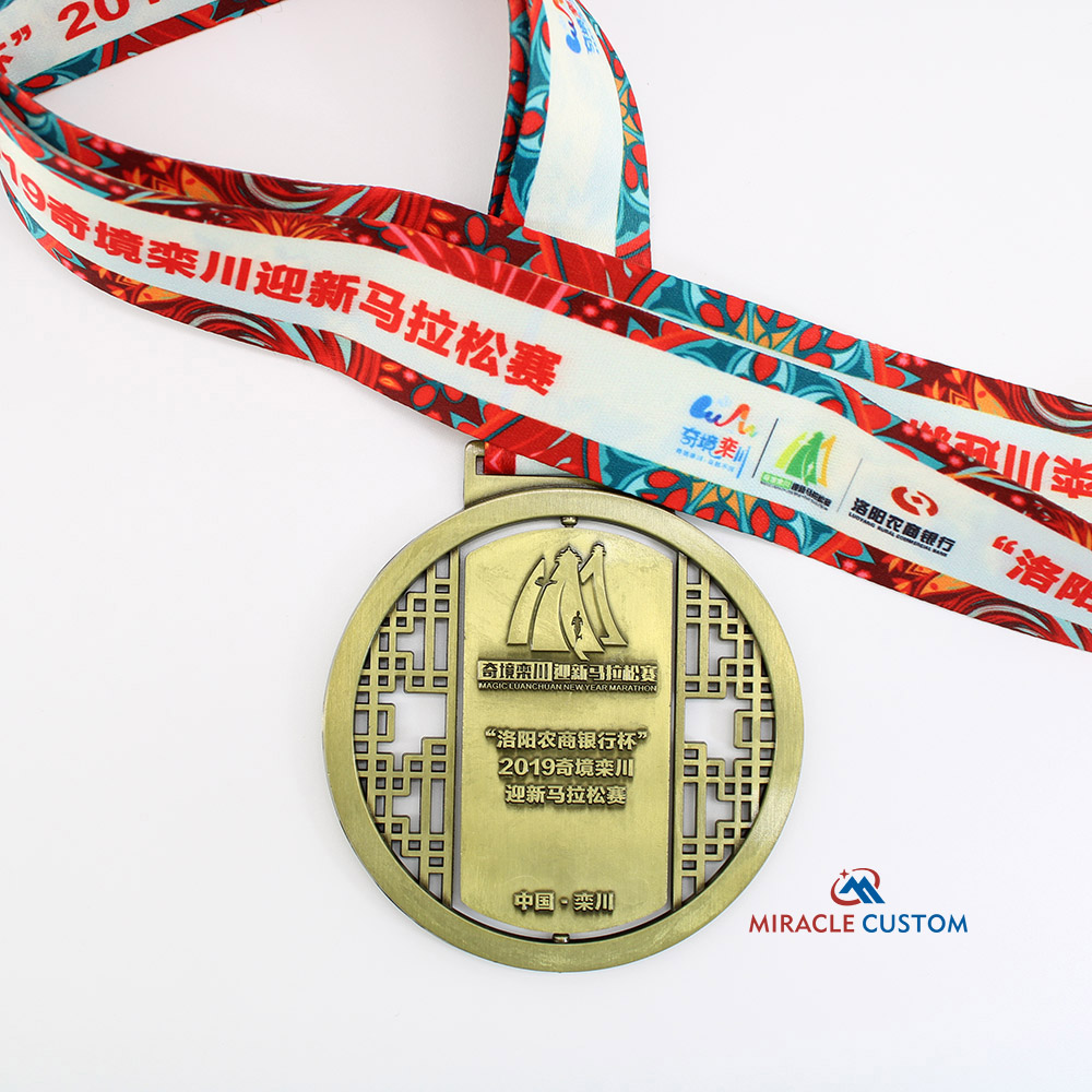 Custom 21.0975km finisher medals spin medals