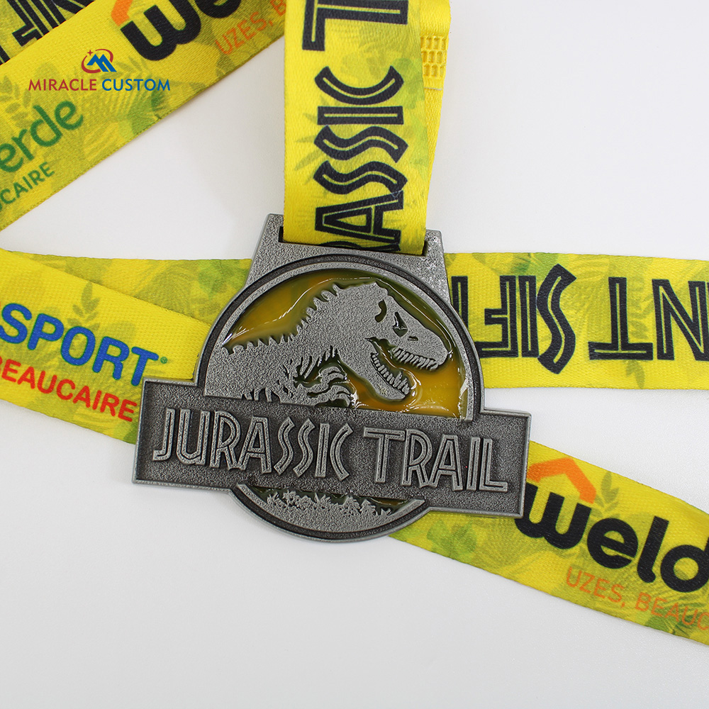 Custom Jurassic Trail Translucent Paint Fun Run Medals