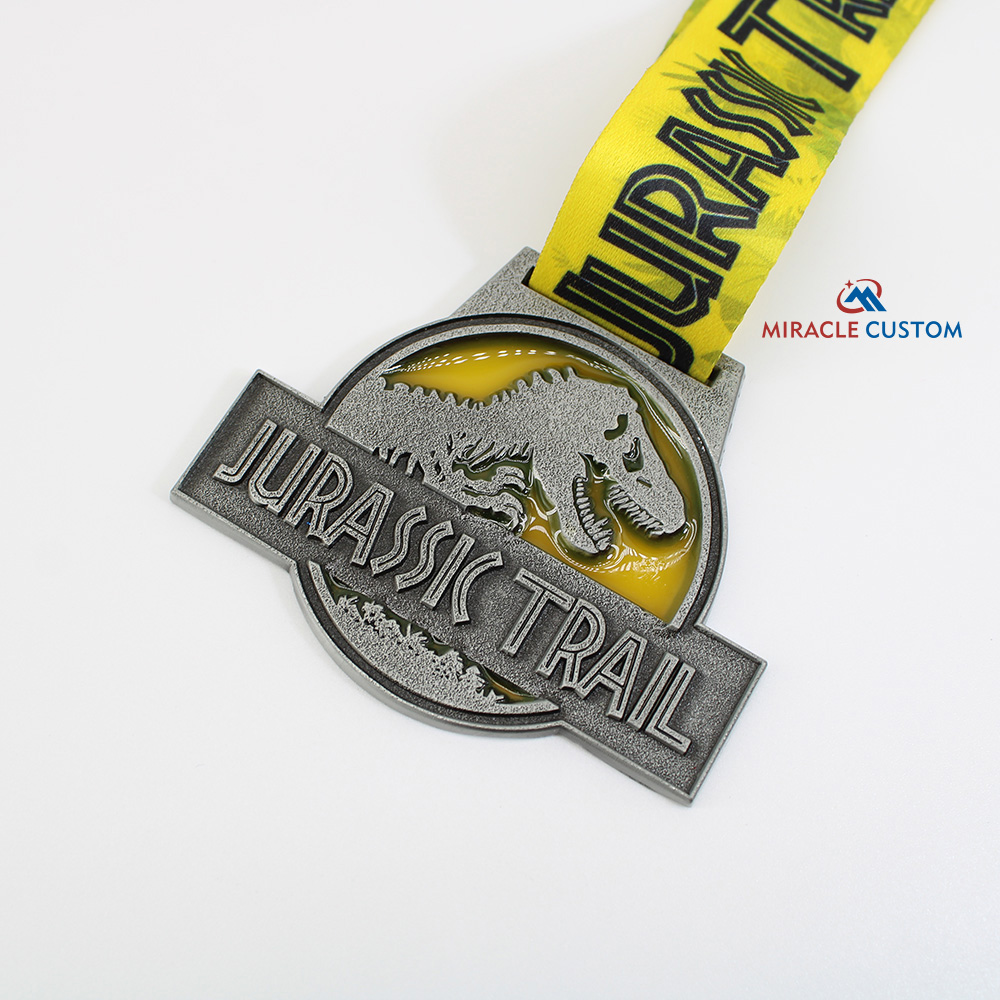 Custom Jurassic Trail Translucent Paint Fun Run Medals