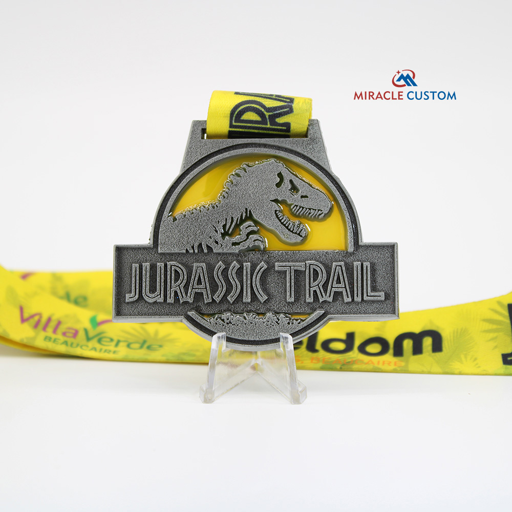 Custom Jurassic Trail Translucent Paint Fun Run Medals
