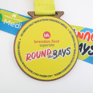 Custom ECO Friendly Go Media Half Marathon Wooden Medals
