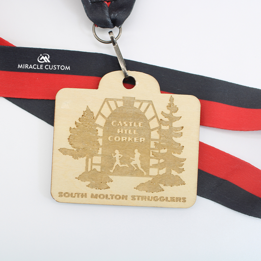 Custom ECO Friendly Engraved Wood Race Medals