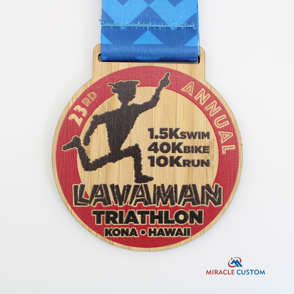 Custom ECO Friendly Triathlon Wooden Race Medals