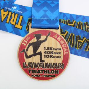 Custom ECO Friendly Triathlon Wooden Race Medals