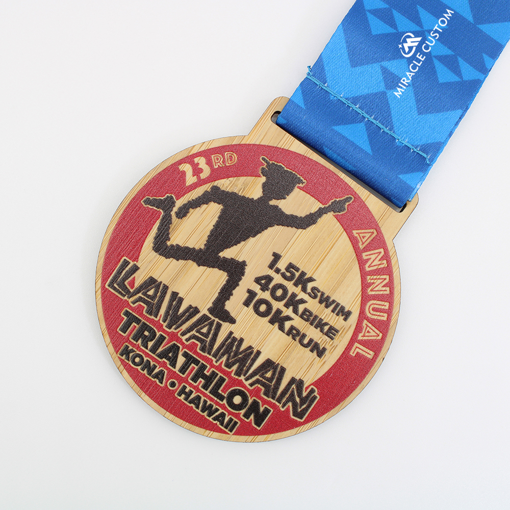 Custom ECO Friendly Triathlon Wooden Race Medals