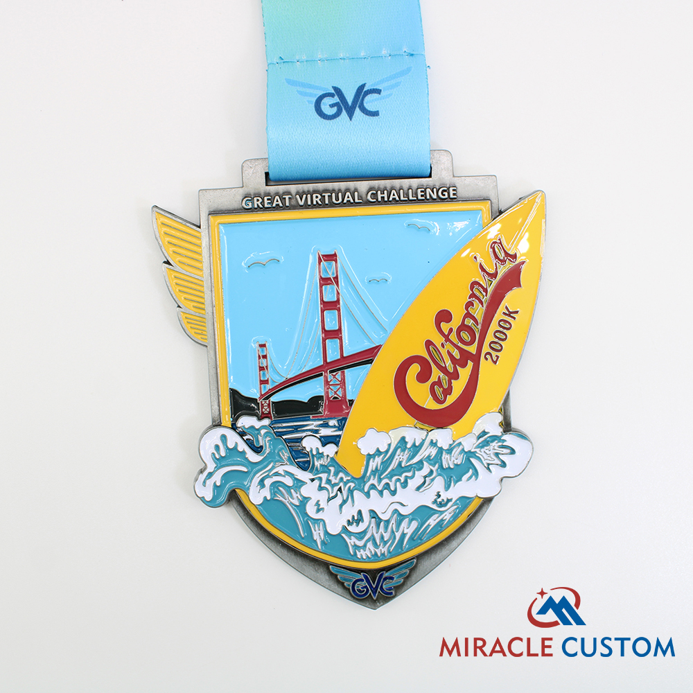 Custom Great Virtual Challenge California 2000K Running Medals