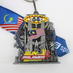 Custom Run For Malaysia 2021 Virtual Medals with Stand