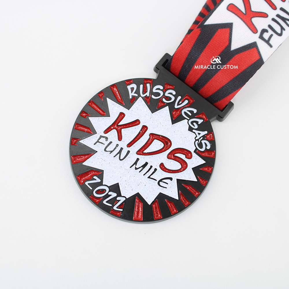 Custom Russvegas Kids Fun Mile 2022 Glitter Sports Medals