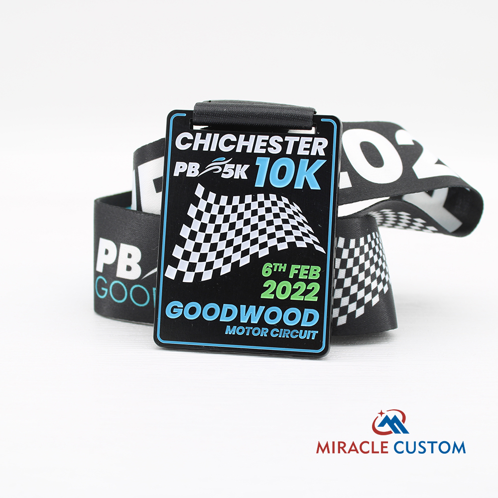 Custom Chichester 10K Black Finish Fun Run Medals