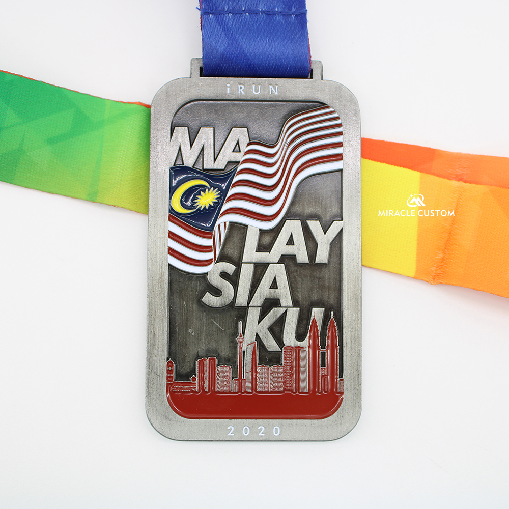 Custom iRUN Warna Warni Malaysiaku Virtual Run 2020 Sports Medals