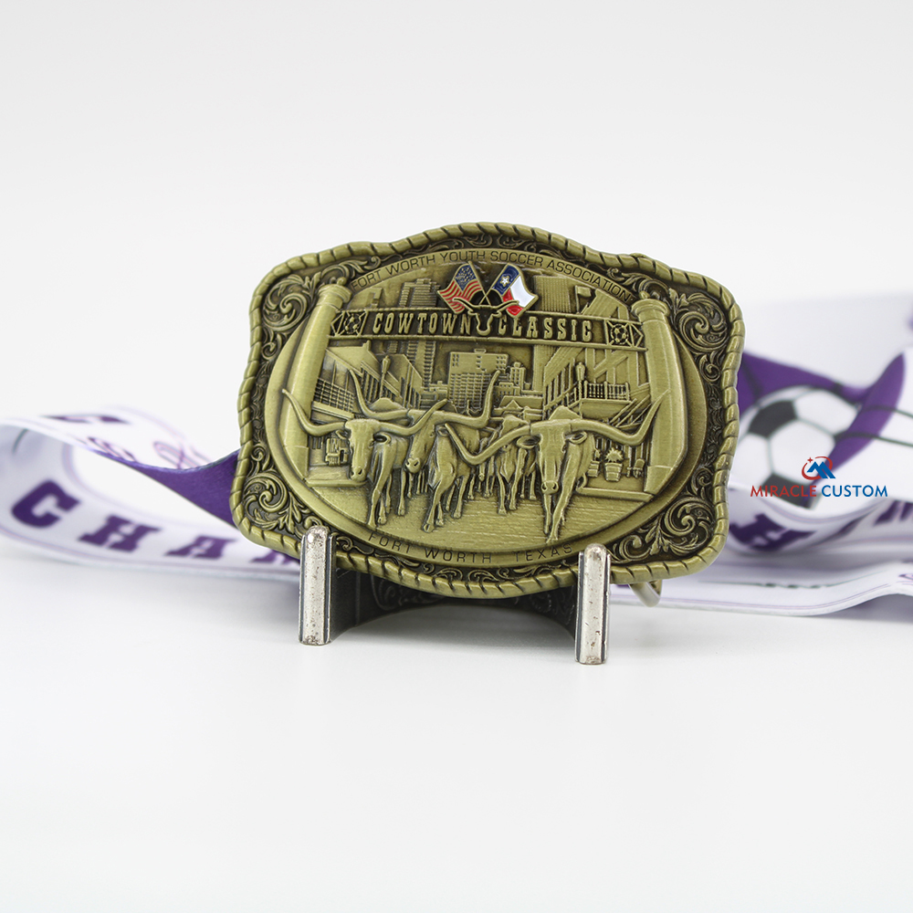 Custom Antique Bronze Metal Belt Buckles Medals With Your Logo