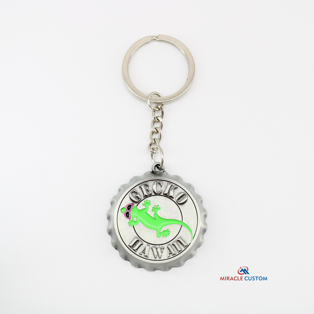 Custom Beer Cap Keychain with Bottle Opener Features