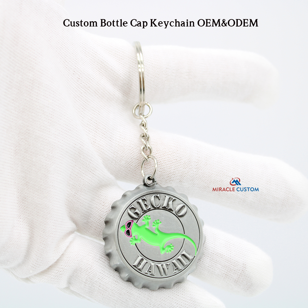 Custom Beer Cap Keychain with Bottle Opener Features