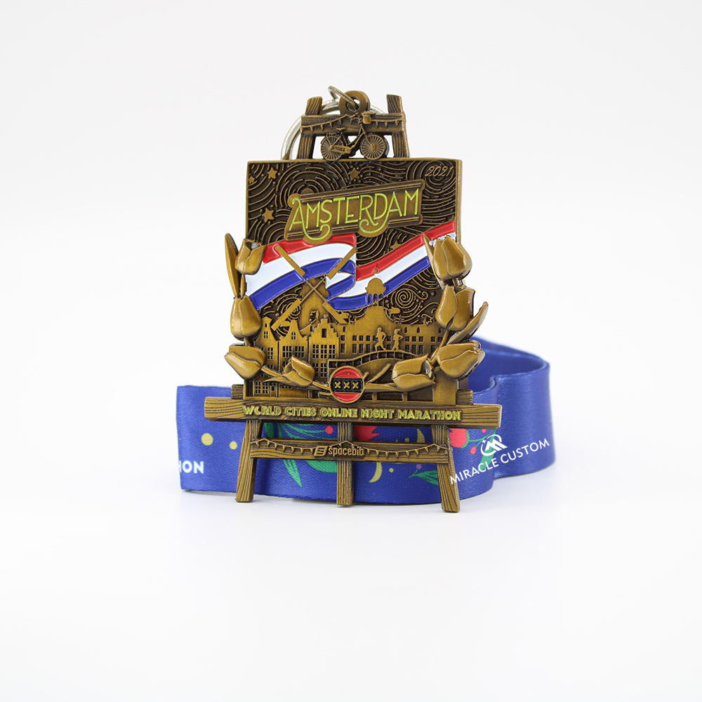 Custom Amsterdam Online Night Marathon World Cities Series Virtual Medals