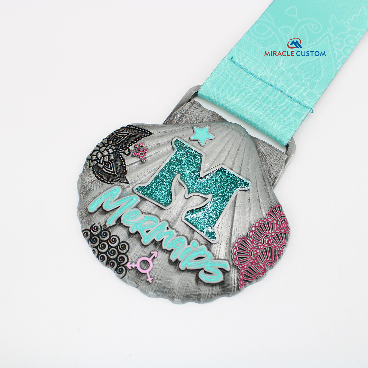 Custom Mermaid Run Glitter Sports Medals