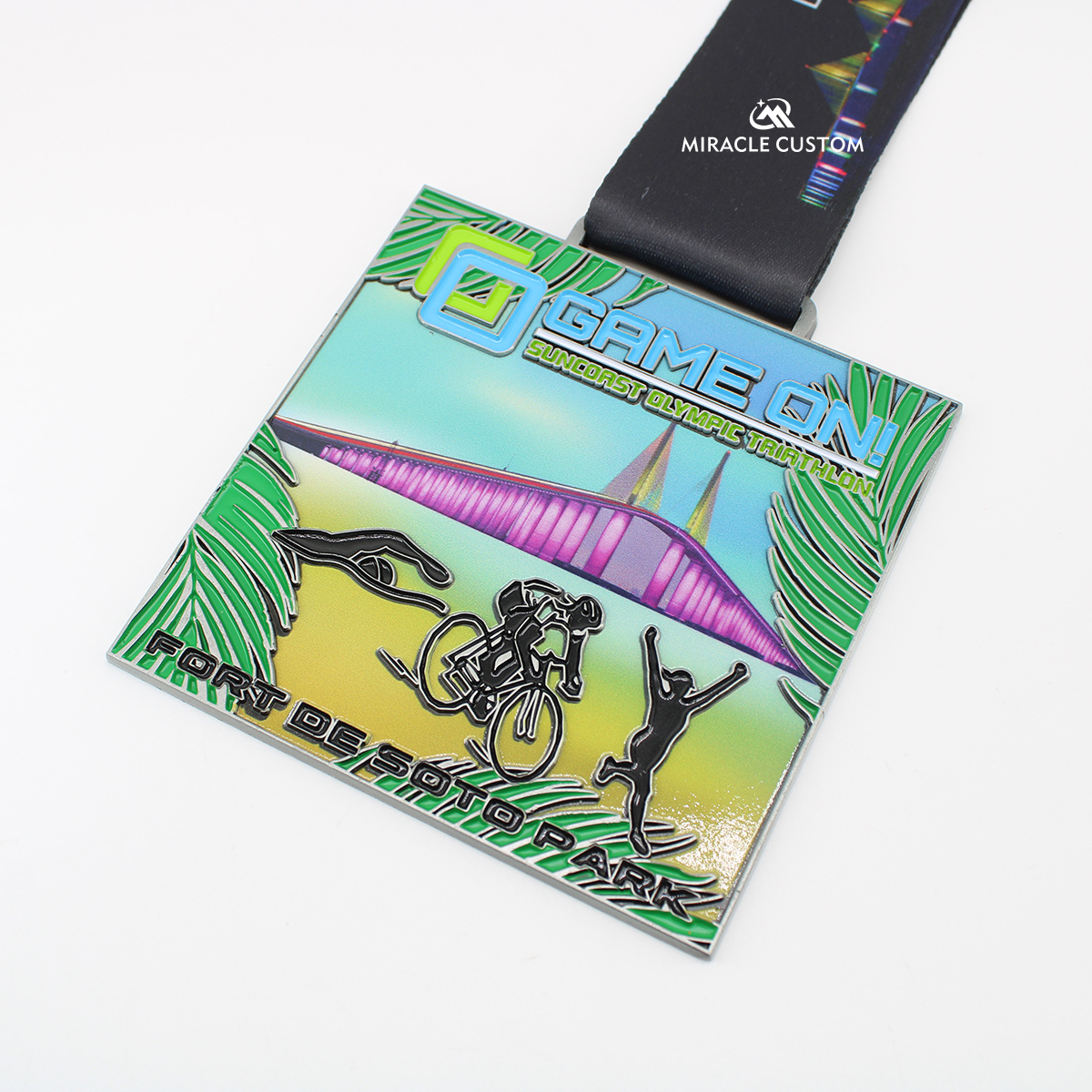 Custom Sun Coast Olympic Triathlon UV Print Sports Medals