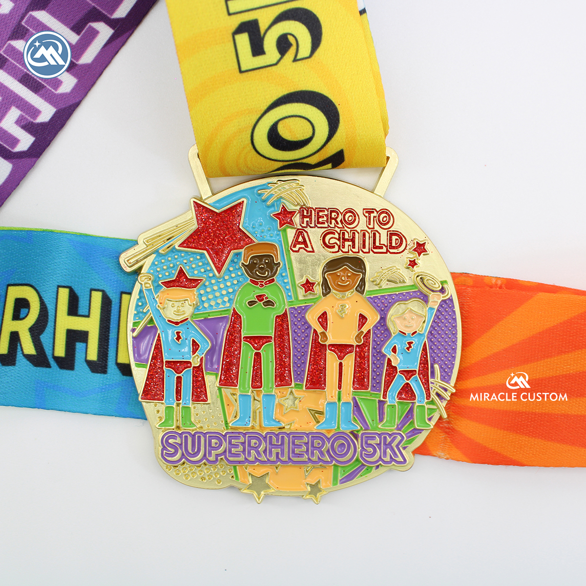 Custom Glitter Fun Run Medals Running Medals