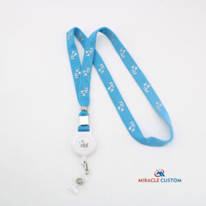 Easy Pull Buckle Knitting Tubular Lanyard with Badge Reel