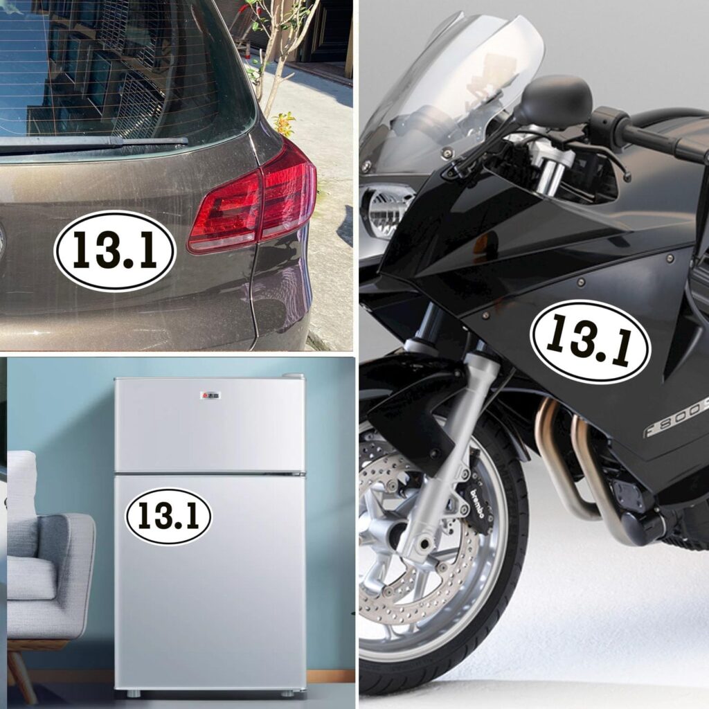 13.1 Half Marathon Black Oval Magnet Decal